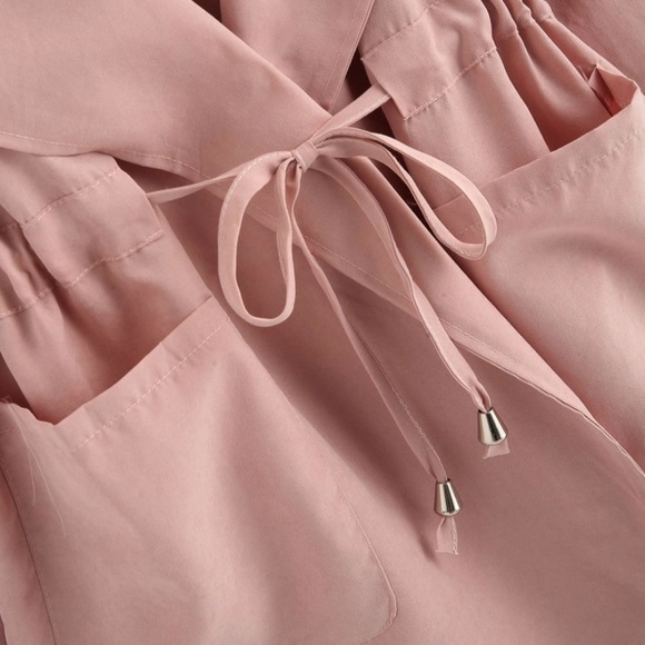 COPY - Light Pink Solid Drawstring Waist Hooded Jacket🎀 - Picture 7 of 11